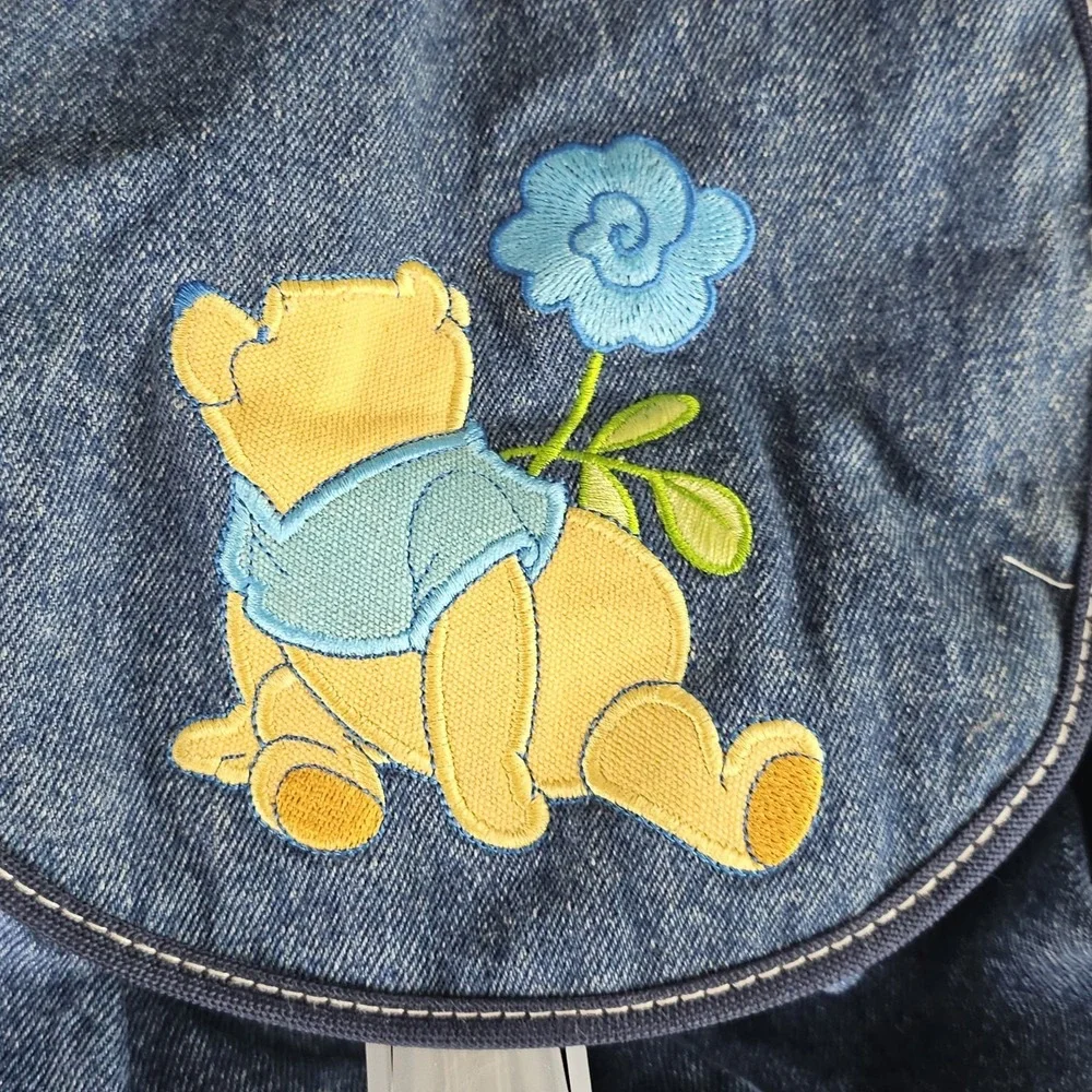 Vintage Winnie The Pooh Denim Embroidered Drawstring Buckle Backpack Satchel